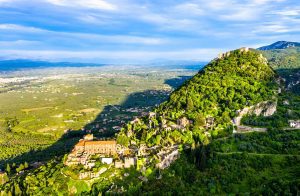 View of the Mystras Archaeological Site in Greece