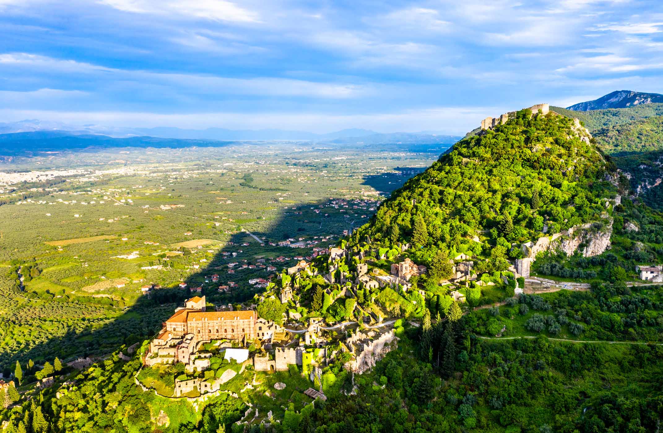 View of the Mystras Archaeological Site in Greece